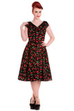 Dresses Hell Bunny Sweet Cherry Pop Cherry Love 50's Pinup V-neck Flare Party Dress