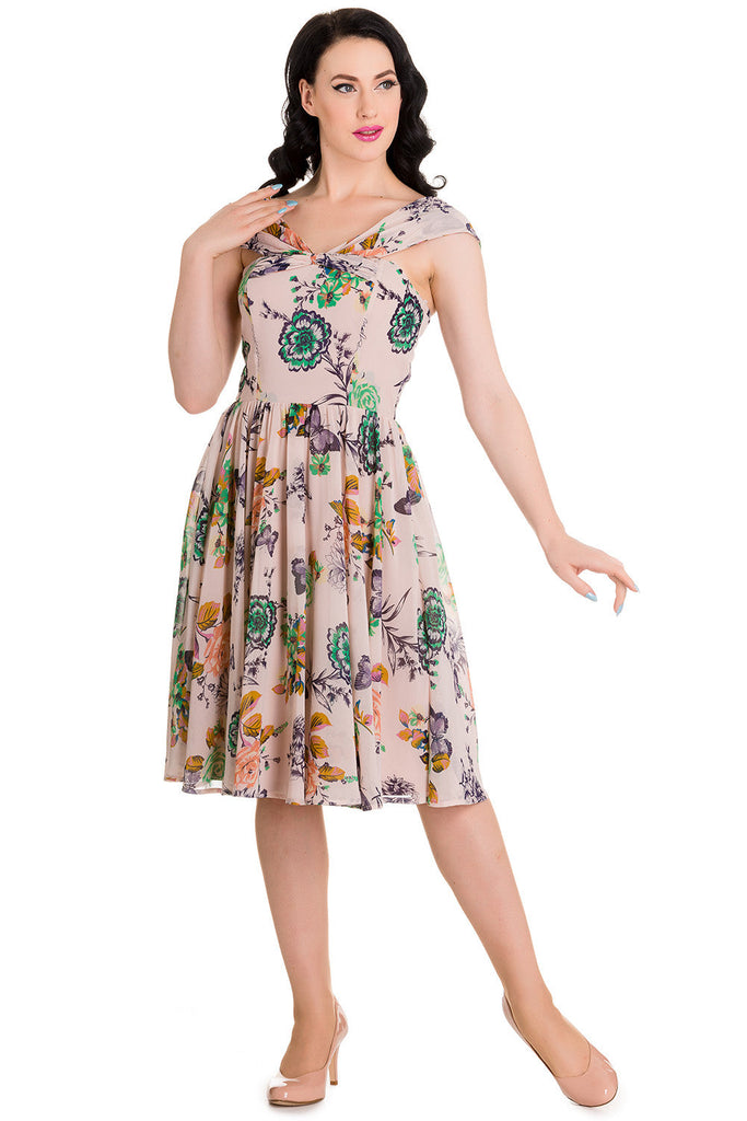 Dresses Hell Bunny Vintage Bohemian Butterfly Garden Chiffon Fairy Flare Dress
