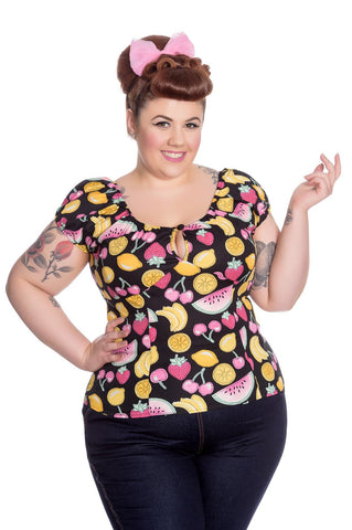 Tops 2XL 50's Gypsy Fruity Rockabilly Blouse Top