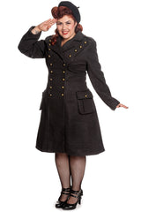 Tops XS / Charcoal Hell Bunny Victorian Steampunk Military Corset " Imma" Coat