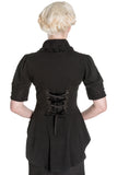 Tops Spin Doctor Victorian Steampunk Black Lace Insert Top with Cameo Brooch