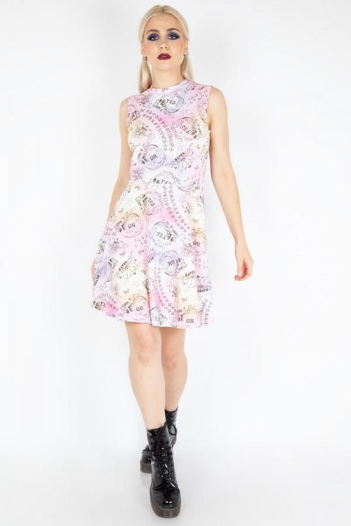 dress pastel goth Pastel Goth Ouija Board Mock Neck Sleeveless Skater Mini Dress