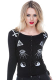Tops S / Black Jawbreaker Gothic Esoteric Occult Symbols Embroidery Cardigan