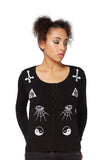 Tops S / Black Jawbreaker Gothic Esoteric Occult Symbols Embroidery Cardigan