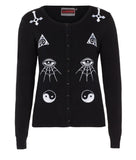 Tops S / Black Jawbreaker Gothic Esoteric Occult Symbols Embroidery Cardigan