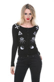 Tops S / Black Jawbreaker Gothic Esoteric Occult Symbols Embroidery Cardigan