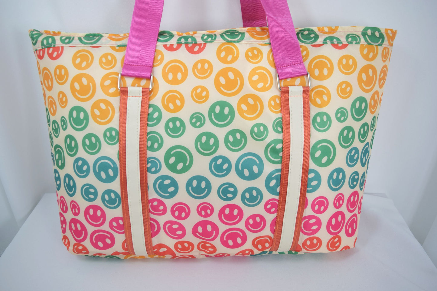 Accessories Katydid Boho Colorful Happy Face Smile All Over Large Travel Tote Bag