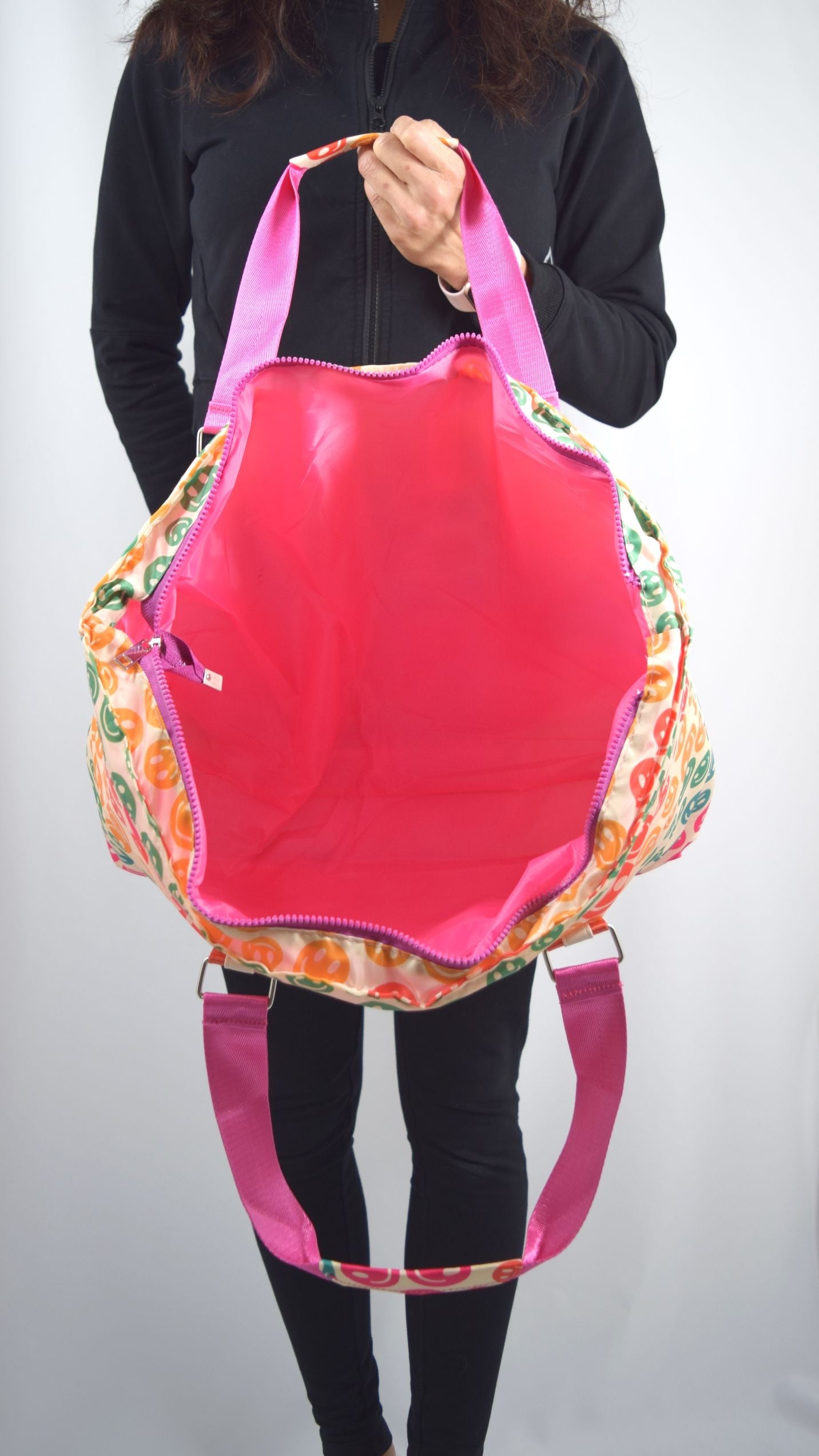 Accessories Katydid Boho Colorful Happy Face Smile All Over Large Travel Tote Bag