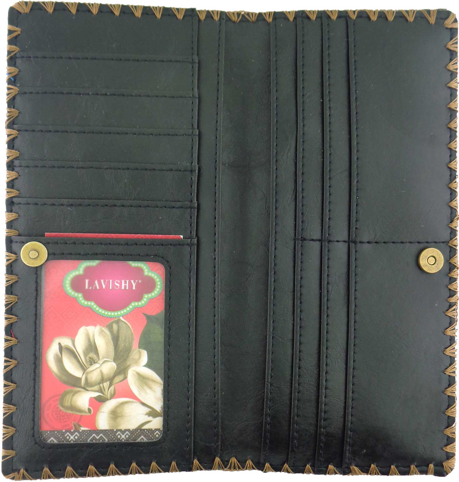 Accessories Lavishy Catrina Day Of The Dead sugar skull Embroidered Flat Large Wallet Gift