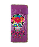 Accessories Purple Lavishy Catrina Day Of The Dead sugar skull Embroidered Flat Large Wallet Gift