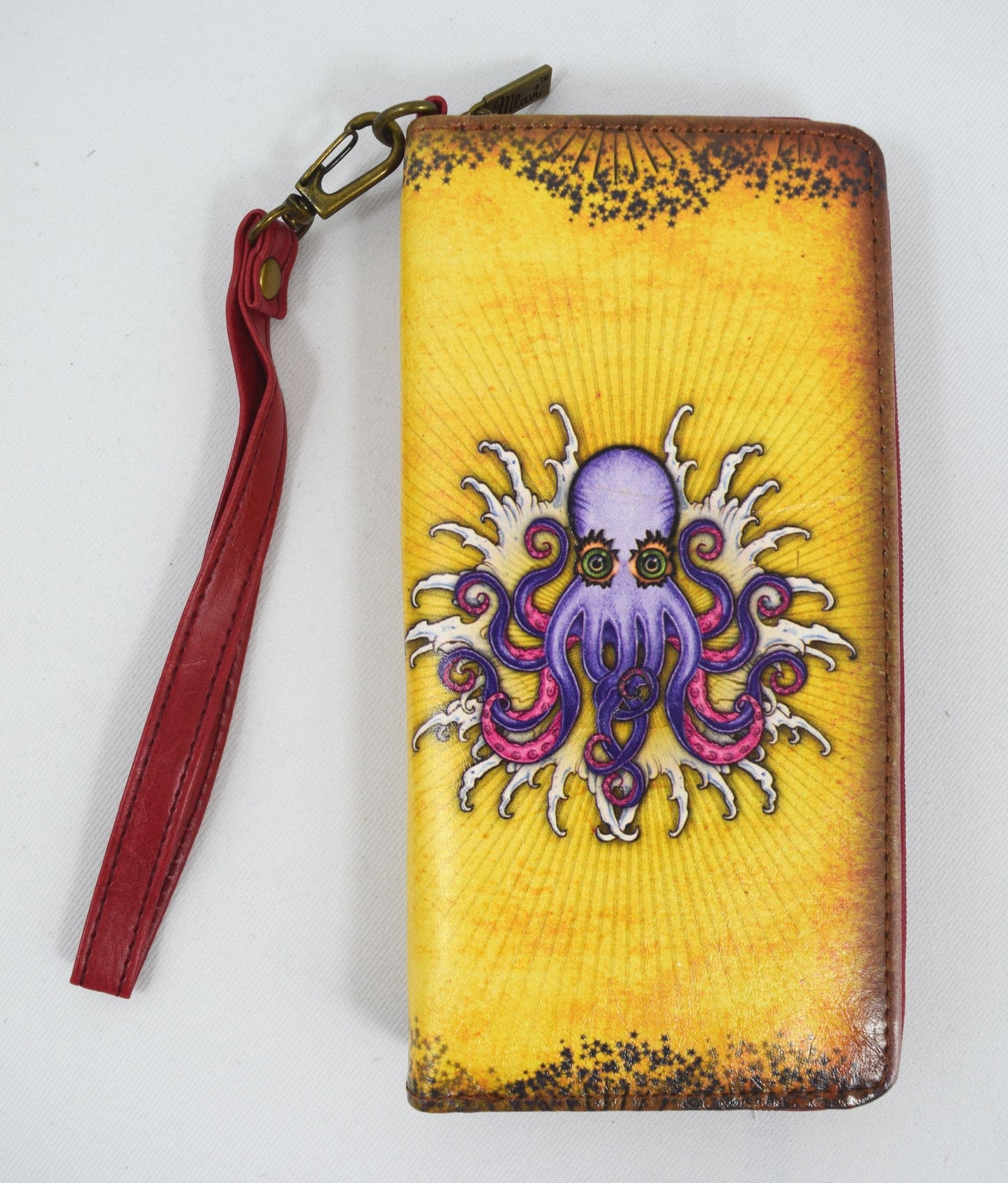 Accessories Lavishy Purple Octopus Tattoo Art Zip Around Wristlet Wallet w/Gift Box