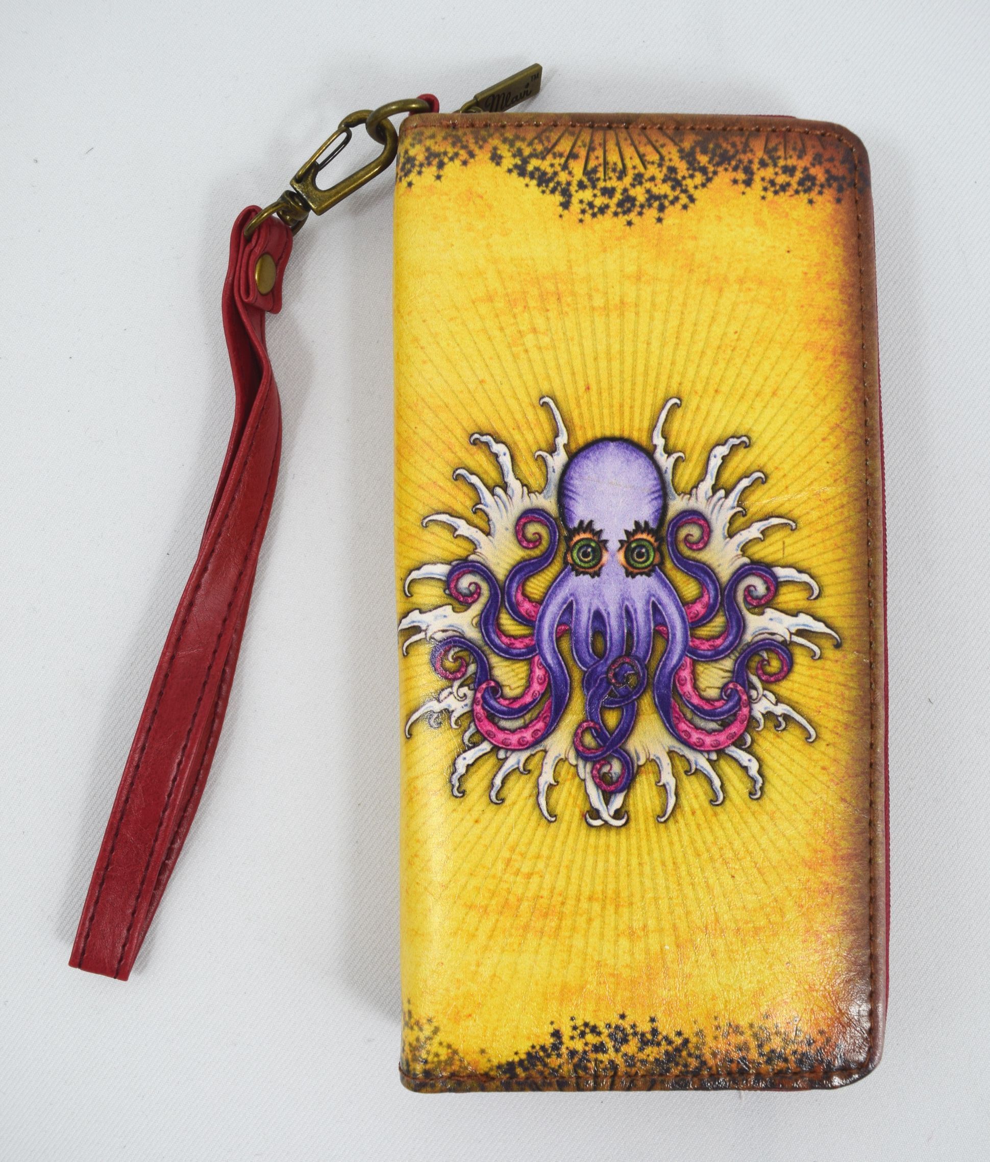 Accessories Lavishy Purple Octopus Tattoo Art Zip Around Wristlet Wallet w/Gift Box