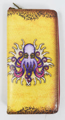 Accessories Lavishy Purple Octopus Tattoo Art Zip Around Wristlet Wallet w/Gift Box