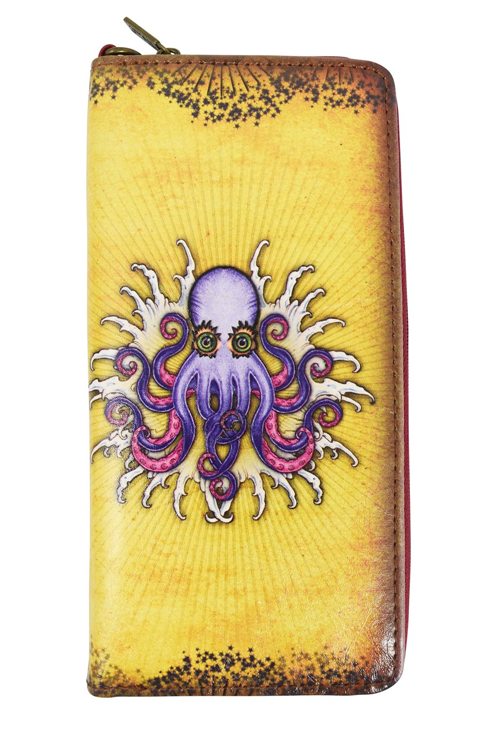 Accessories Lavishy Purple Octopus Tattoo Art Zip Around Wristlet Wallet w/Gift Box