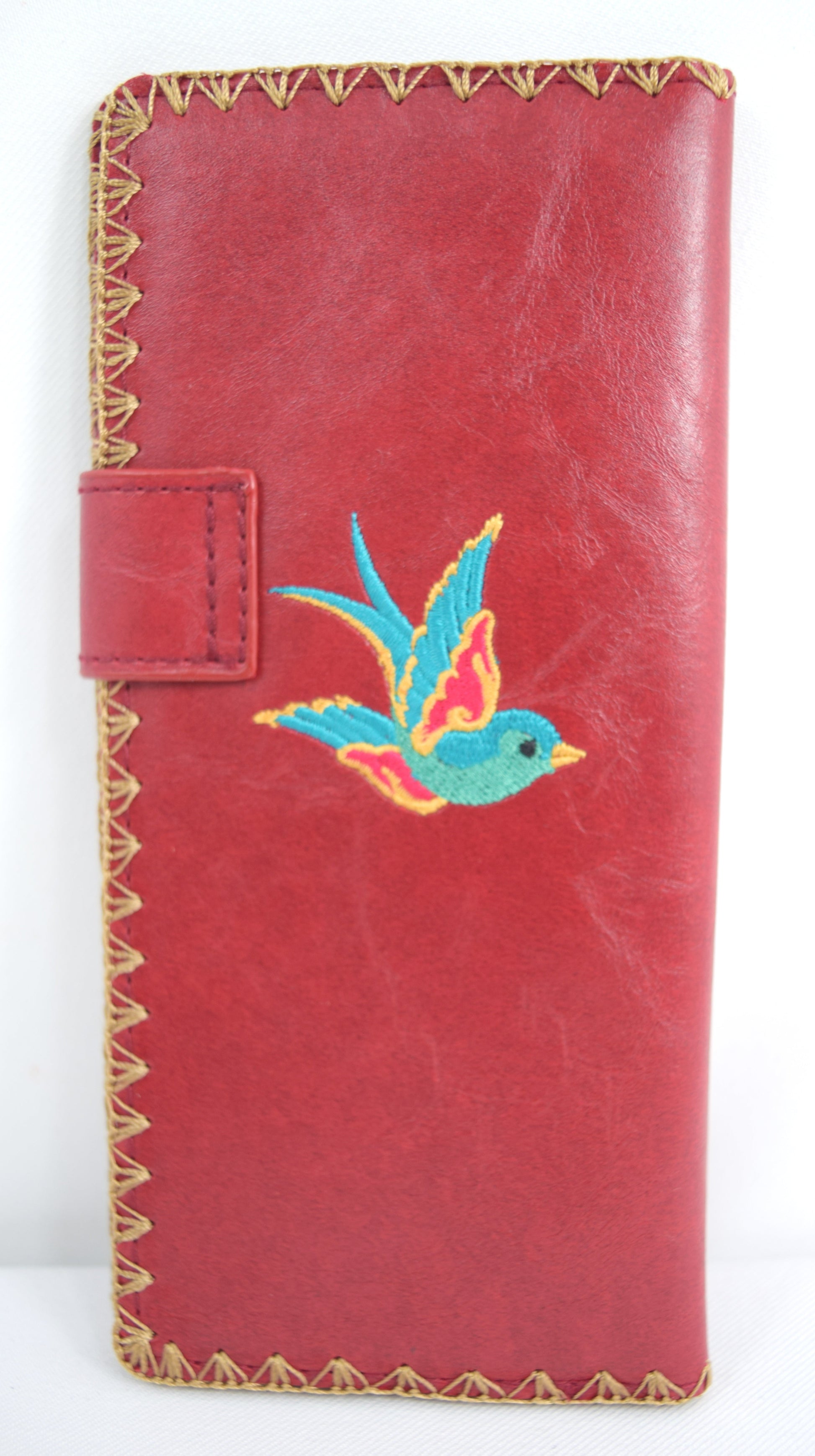 Accessories Lavishy Tattoo Art love forever Sparrow birds embroidered Large flat wallet