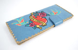 Accessories Lavishy Tattoo Art love forever Sparrow birds embroidered Large flat wallet