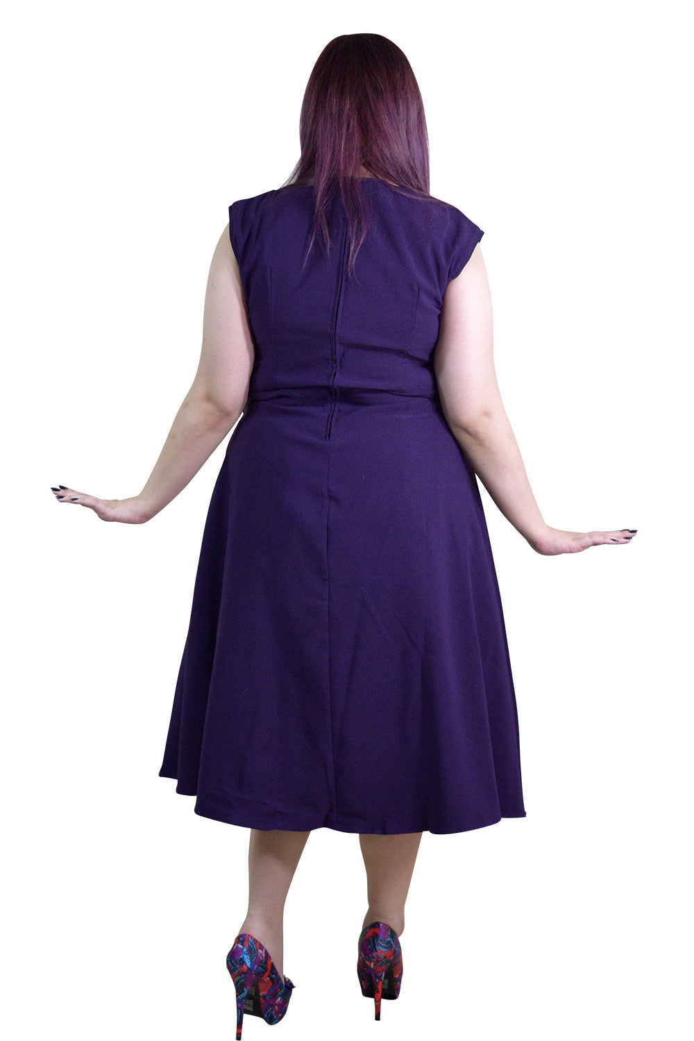 vintage dresses plus size Unique Pastel Purple & Blue Stripe Sleeveless Button Swing Dress Step into the past with this vintage Plus size 60's Classic Vintage