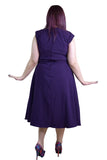Dresses Plus size 60's Classic Vintage Purple Flare Party Dress with Bow