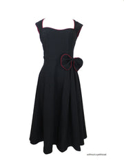 Dresses Rockabilly Pinup Vintage Style 60's Black Belted Flare Party Dress with Bow