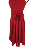 Dresses Rockabilly Pinup Vintage Style 60's Red Belted Flare Party Dress with Bow