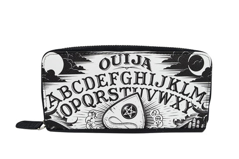 Accessories Liquor Brand Black Magic Ouija Board and Planchette Zip Around Clutch Wallet