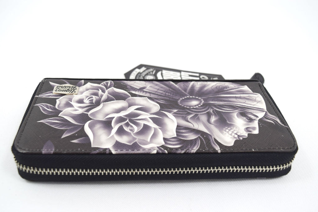Accessories Liquorbrand Gypsy Fortune Sugar Skull zip around clutch Wallet