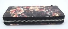 Accessories Liquorbrand Gypsy Rose Tattoo Sugar Skull Zip Around Clutch Wallet