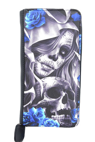 Accessories Liquorbrand Los Muertos Sugar Skull zip around clutch Wallet