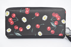 Accessories Liquorbrand Pinup Retro Cherry Daisy Zip Around clutch wallet