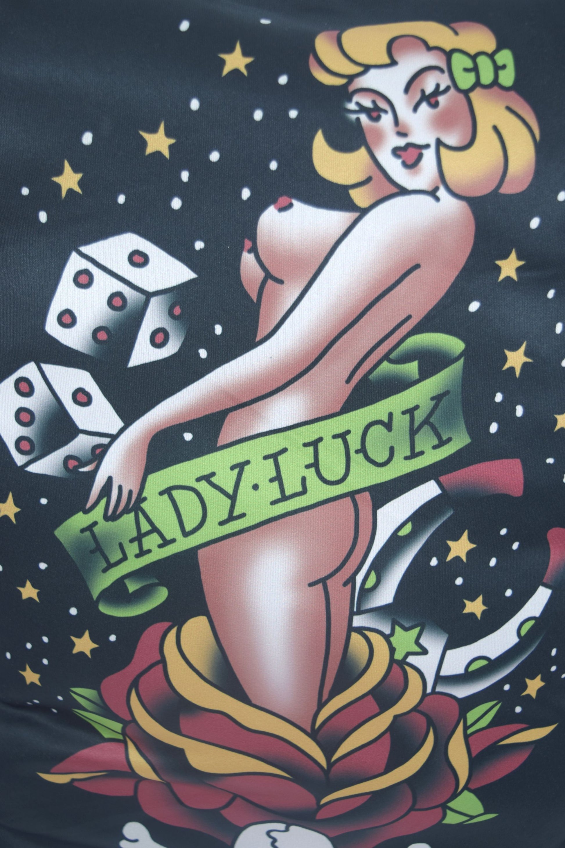 Accessories Liquorbrand Traditional Pinup Lady Tattooed Art Lady Luck Couch Throw Pillow