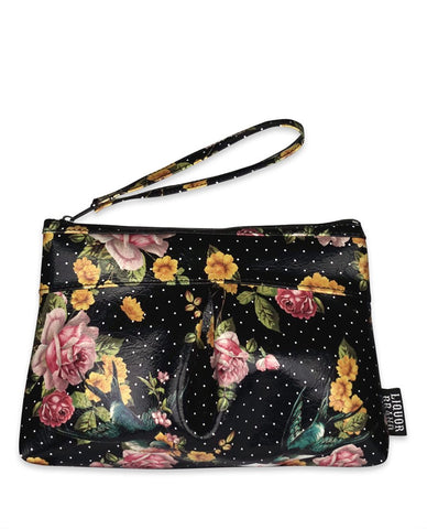 Accessories Black Liquorbrand wristlet purse Sparrows - Sparrow Fower Tattoo Small Bag