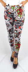 Bottoms Liquor Brand Crazy Americana Flash Tattoo Print Leggings