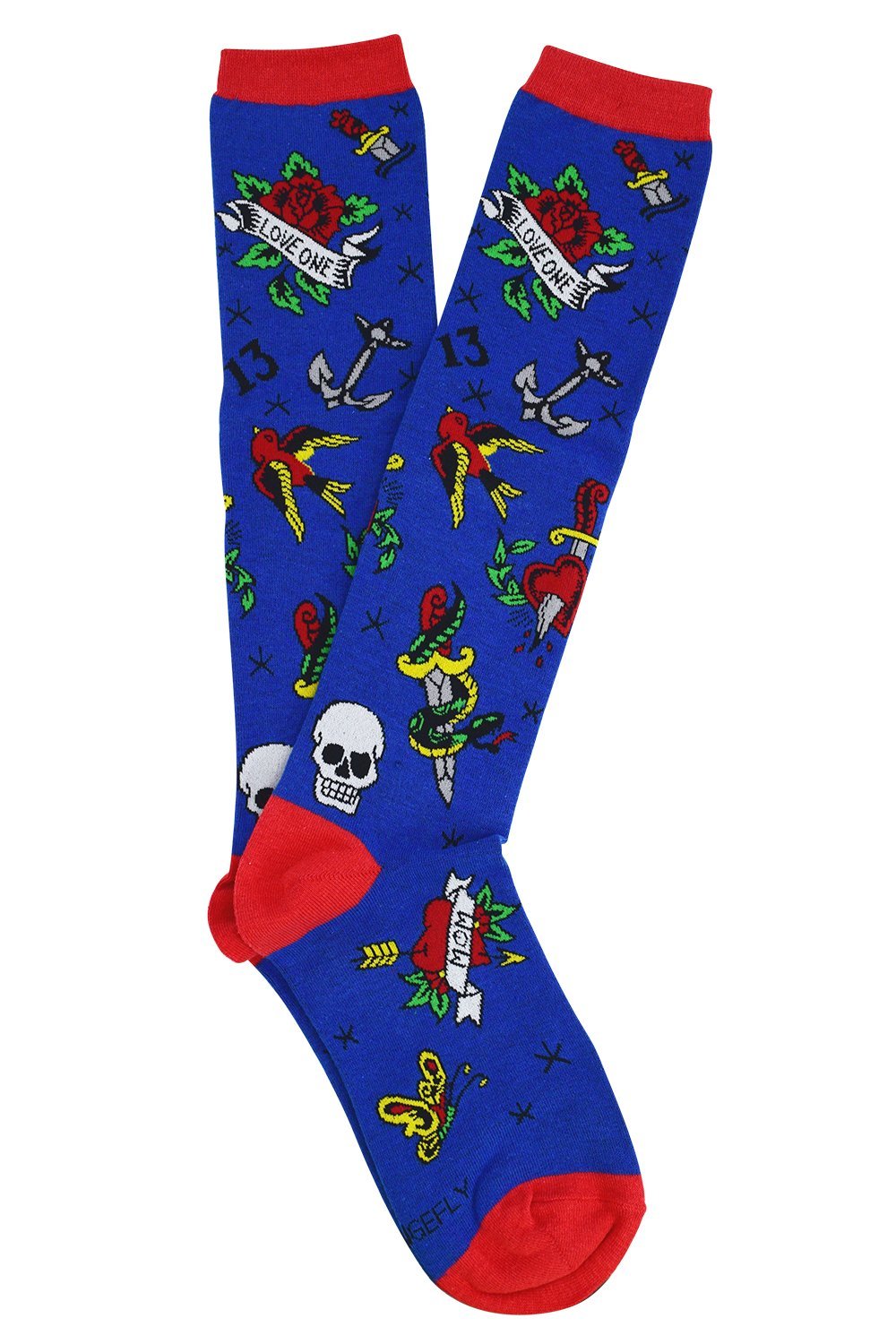 Accessories Loungefly Tattoo Flash Blue Knee High Socks