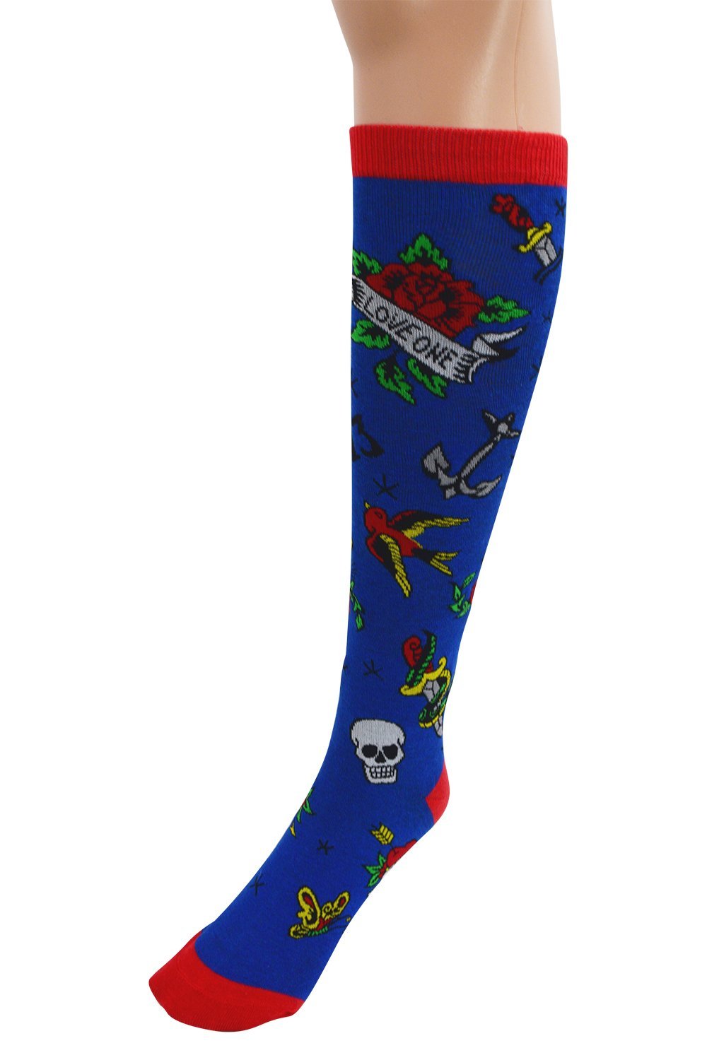 Accessories Loungefly Tattoo Flash Blue Knee High Socks