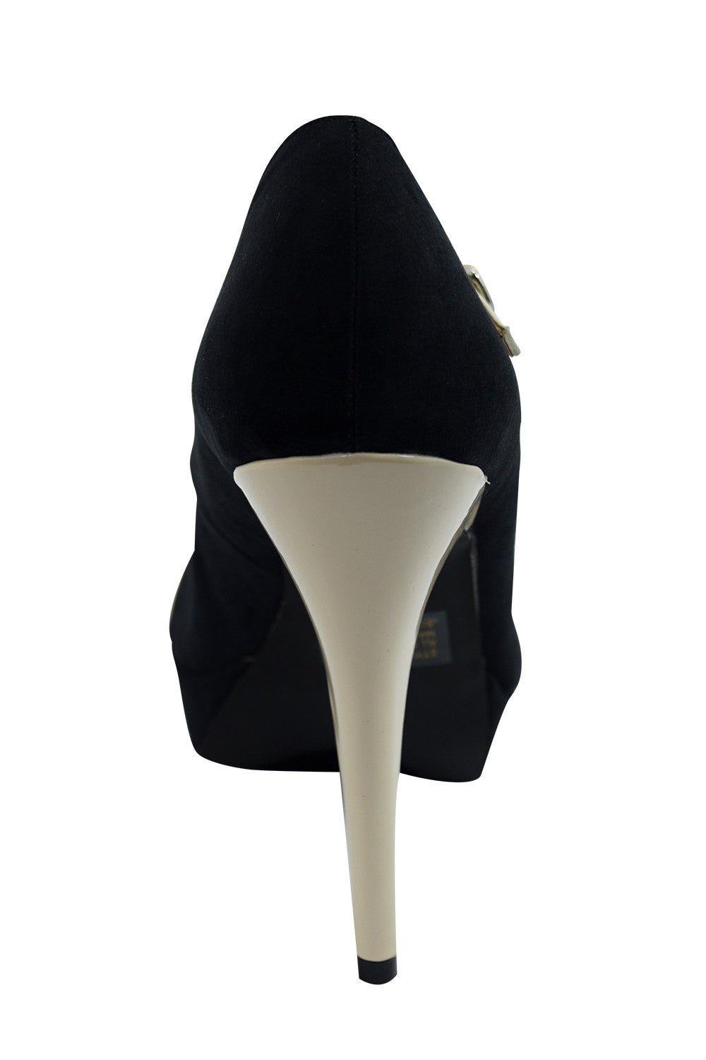 Accessories Vintage Inspired Black & Cream Two Tone Bow Accent T-strap Mary Jane Pumps