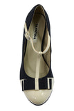 Accessories Vintage Inspired Black & Cream Two Tone Bow Accent T-strap Mary Jane Pumps