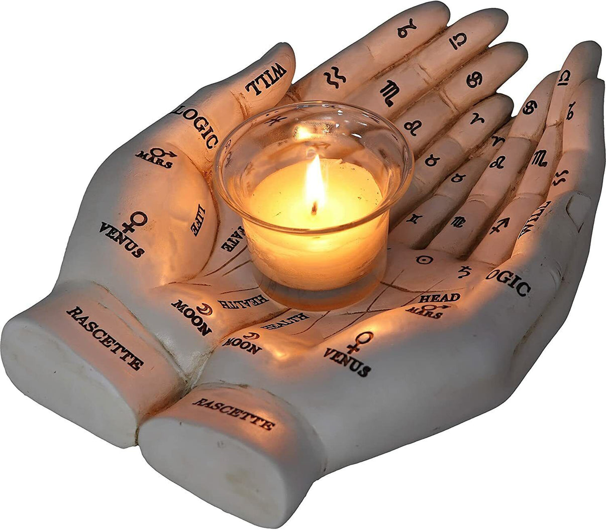 Nemesis Now Palmist's Guide White Chiromancy Hands Candle Holder