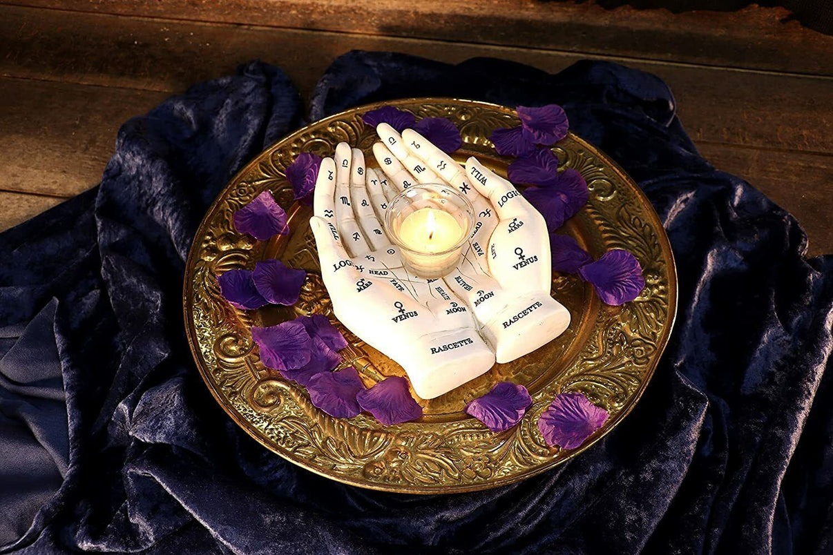 Nemesis Now Palmist's Guide White Chiromancy Hands Candle Holder