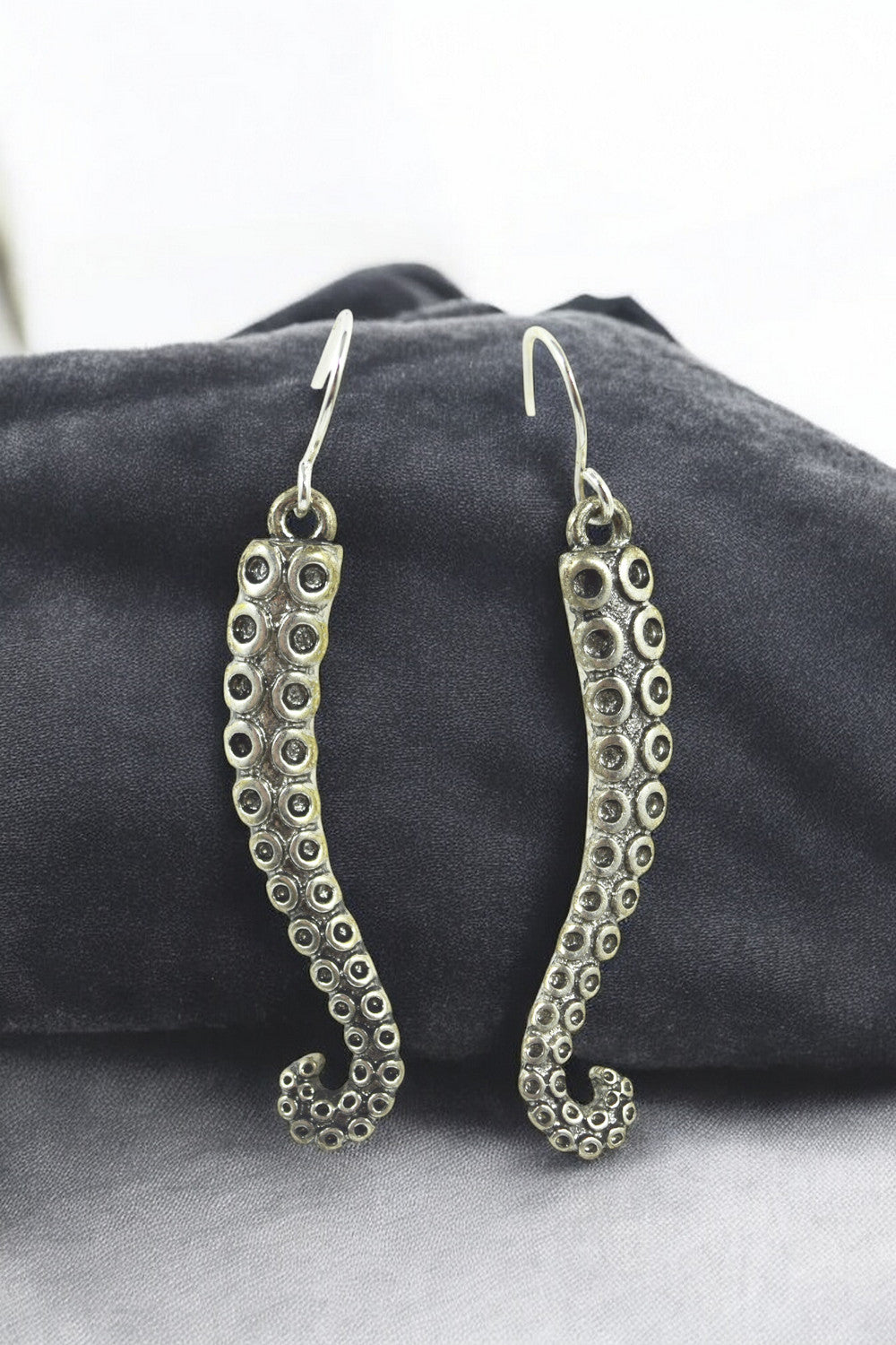 Silver Octopus Tentacle Earrings – Nautical Fantasy Steampunk Sea Life Jewelry - Skelapparel
