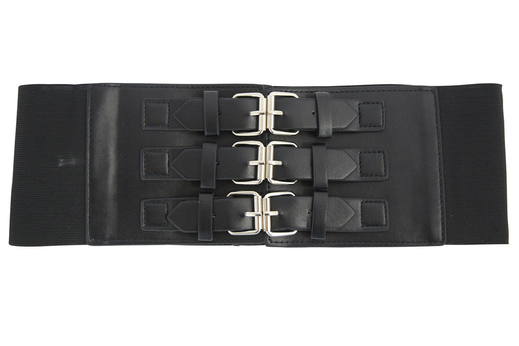 Accessories Gothic Cyber Steampunk Triple buckle Corset wide elastic belt