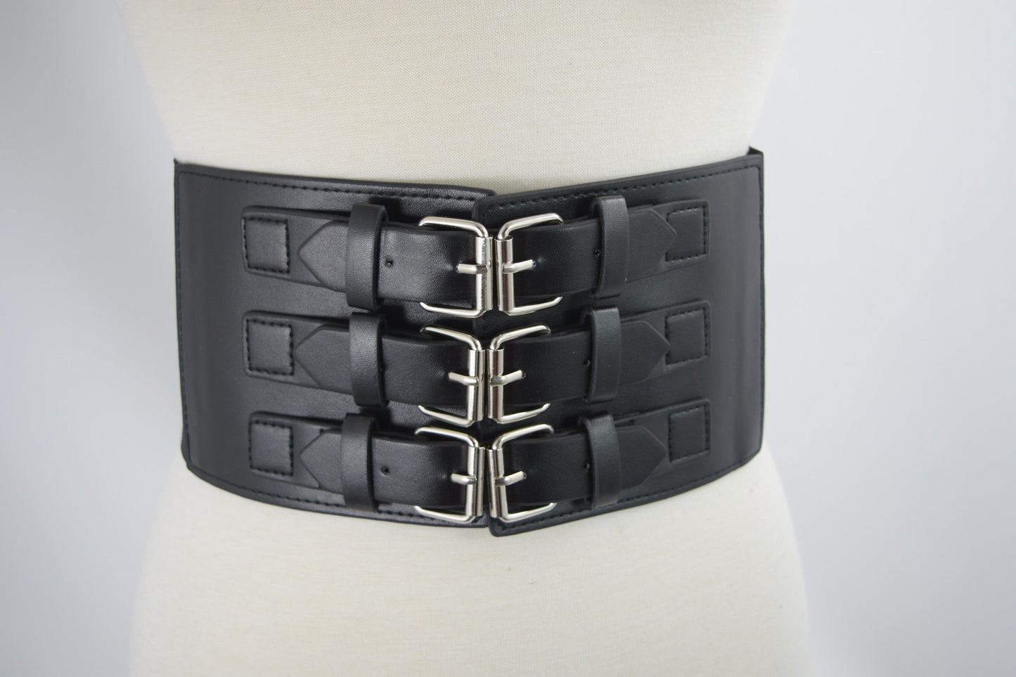 Accessories Gothic Cyber Steampunk Triple buckle Corset wide elastic belt