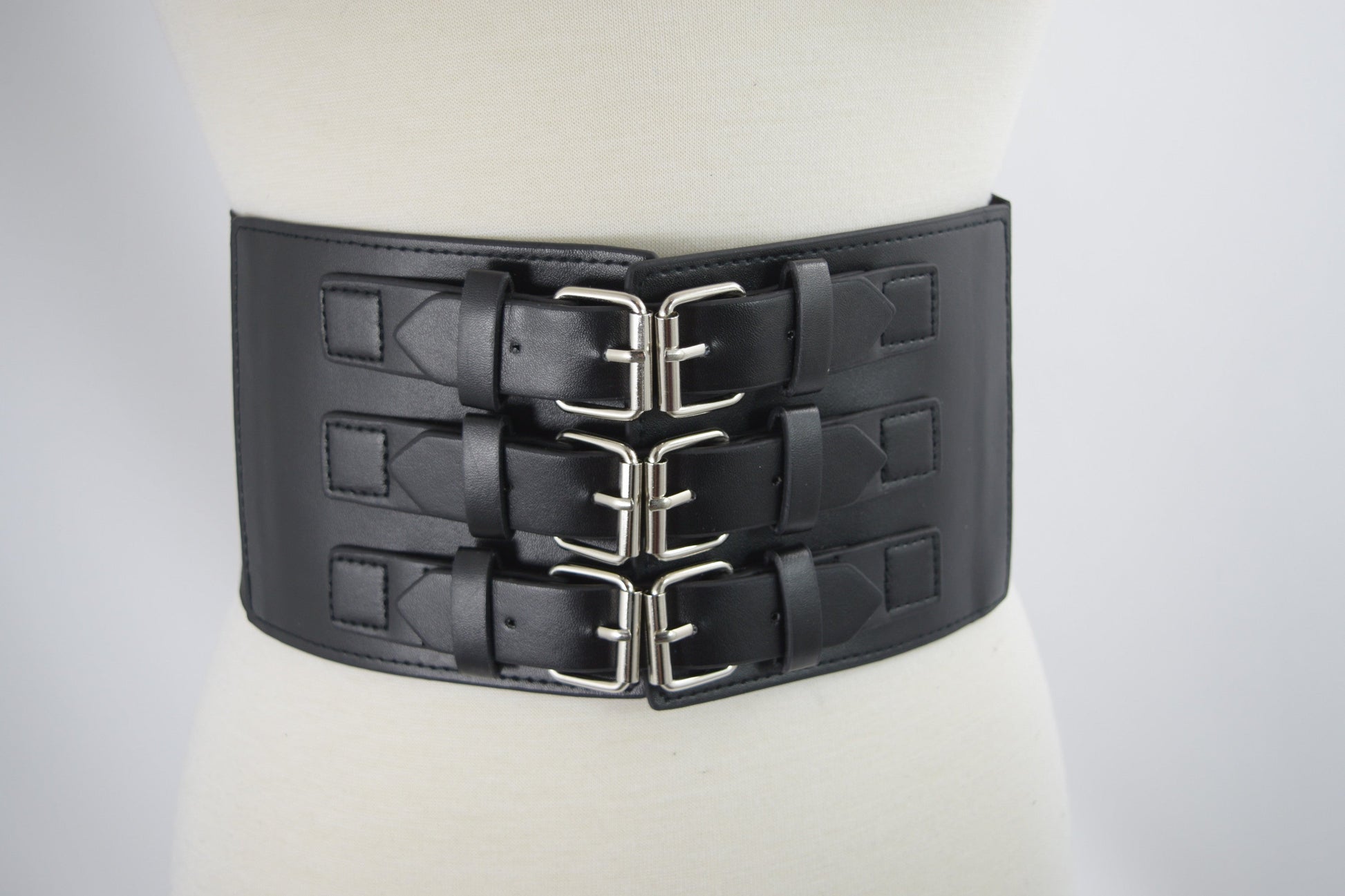 Accessories Gothic Cyber Steampunk Triple buckle Corset wide elastic belt