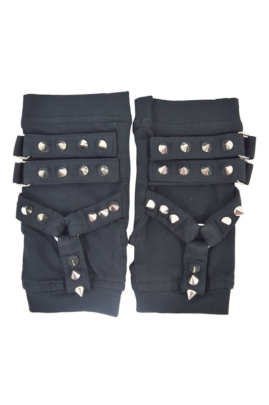 Accessories Poizen Industries Goth Rockabilly Lady Black Gloves with Spikes - ROWAN GLOVES