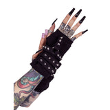 Accessories Poizen Industries Goth Rockabilly Lady Black Gloves with Spikes - ROWAN GLOVES