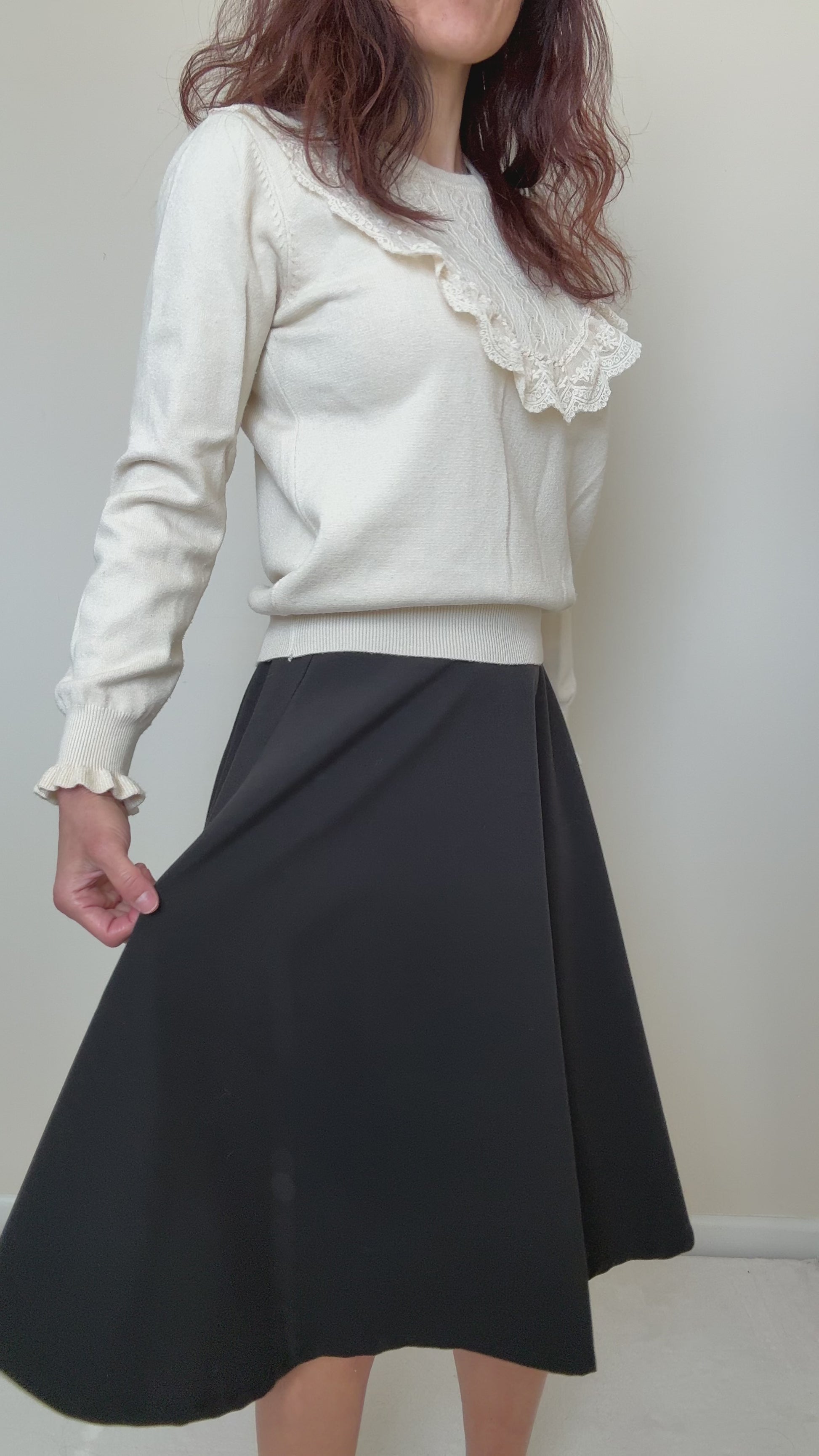 Steady Clothing High Waist Pin-up Office Lady Black Swing Circle Skirt
