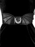 Accessories Restyle Moon Bat Wings Belt Goth Nugoth Black Wide Elastic Belt with Bat Wings & Moon
