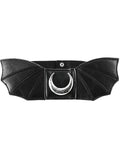 Accessories Restyle Moon Bat Wings Belt Goth Nugoth Black Wide Elastic Belt with Bat Wings & Moon