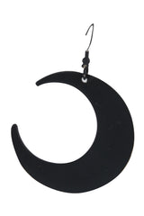 Jewellery Goth Occult Gothic Luna Large Crescent Moon Matte Black Occult Witch Earrings