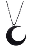 Jewellery Goth Occult Gothic Luna Large Crescent Moon Matte Black Occult Witch Necklace