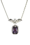 Jewellery Gothic Vampire Night Whisper Bat and Purple Chunky Gemstone Pendant Necklace